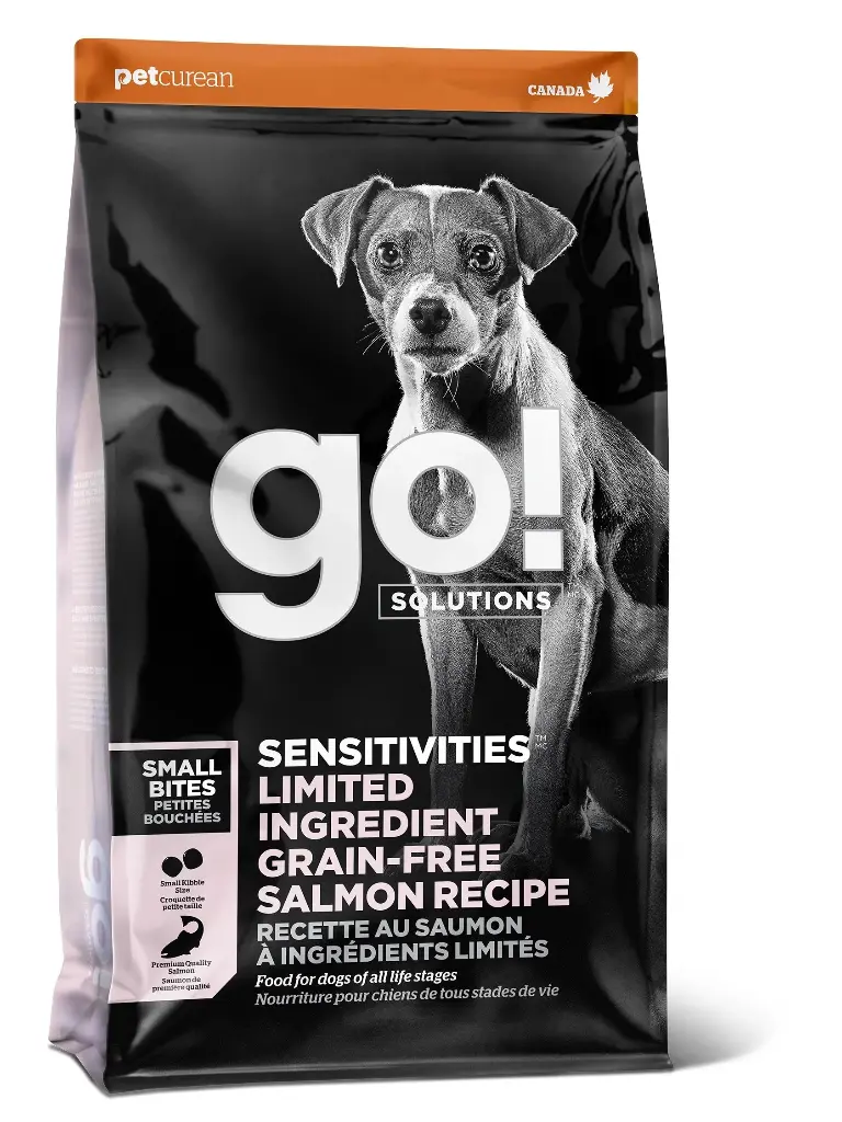 Petcureano ¡Vamos! Sensibilidades TAPA Sin Cereales Para Perros Salmón Bocados Pequeños 3.5lbs / 1.59kg
