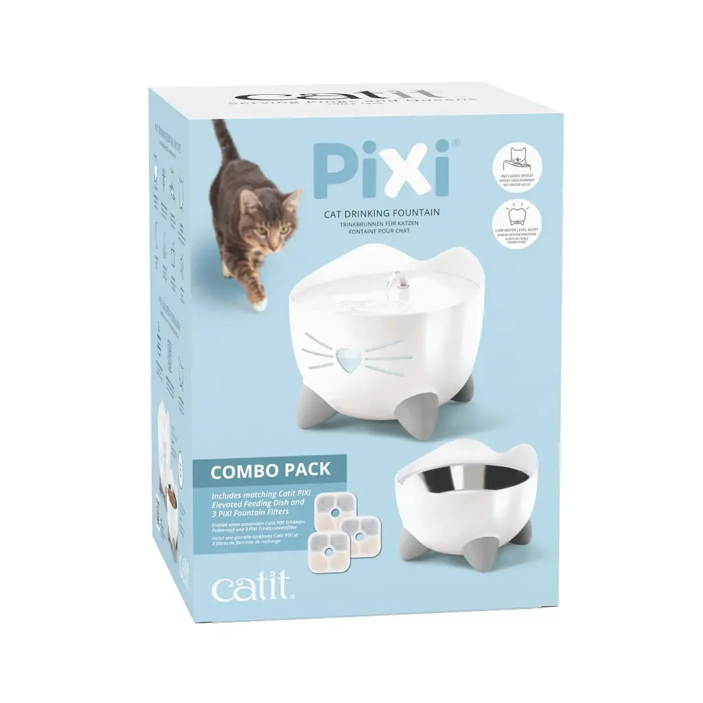 Catit Pixi Ensemble Abreuvoir 2.5L et Bol (Blanc)