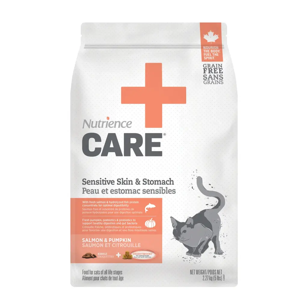 Cuidado nutritivo para gatos con piel y estómago sensibles, 5 libras/2,27 kg