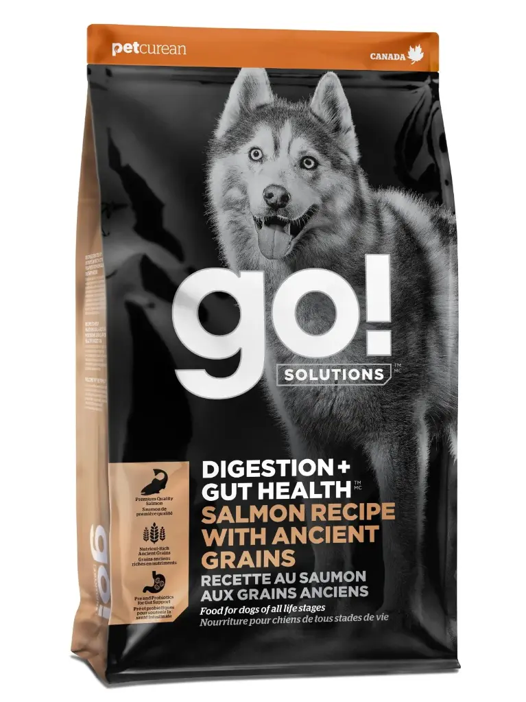 Petcurean Go! Digestion + Santé Intestinale Aux Grains Anciens Pour Chien Saumon 12lbs / 5.44kg