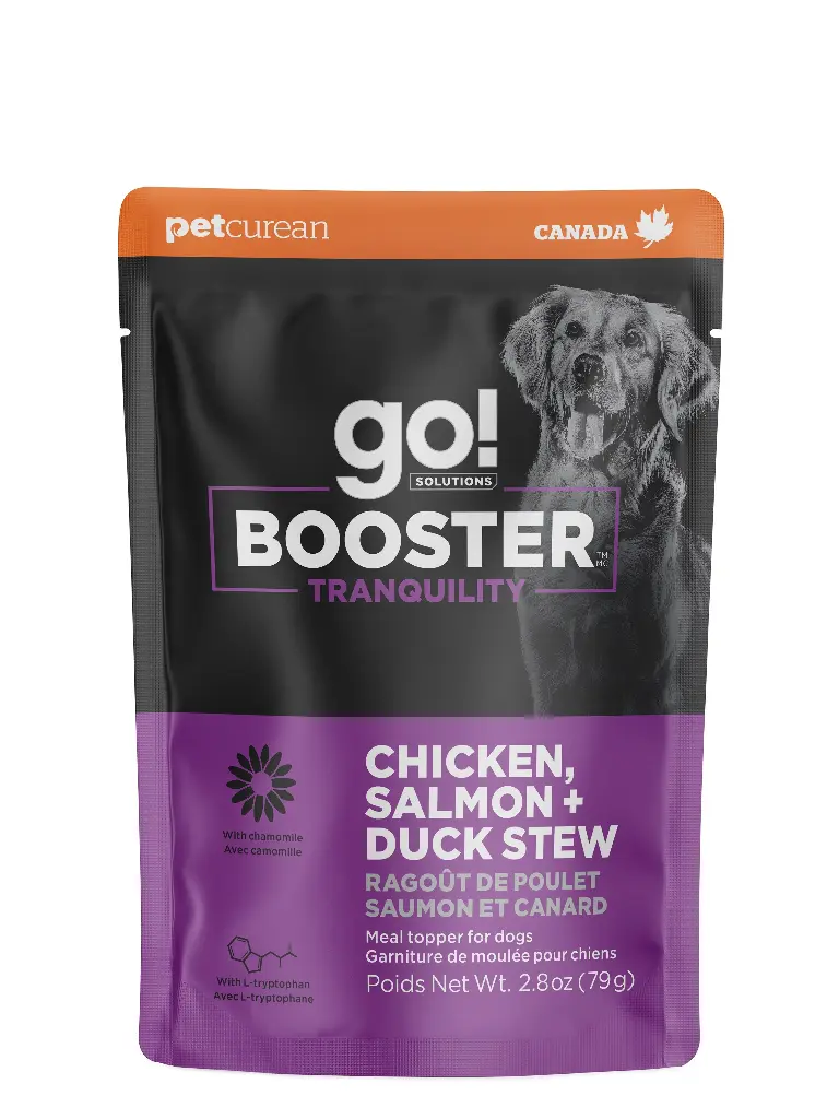 Petcurean Go! Booster pour Chien Tranquilité Ragoût de Poulet, Saumon + Canard 79g
