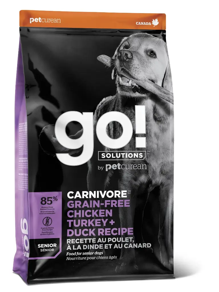 Petcurean Go! Carnivore Sans Grains Pour Chien Sénior Poulet, Dinde + Canard 22lbs / 9.98kg