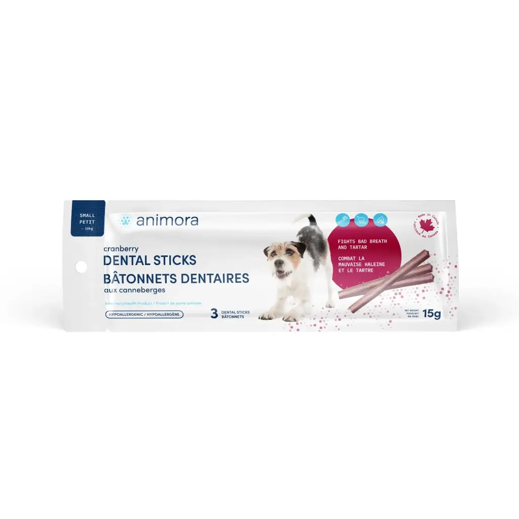 Animora Cranberry Dental Sticks for Dogs, Small (3 Units)