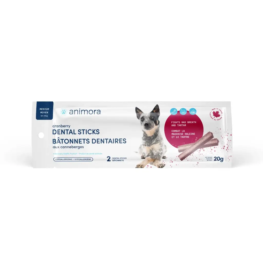 Animora Cranberry Dental Sticks for Dogs, Medium (2 Units)