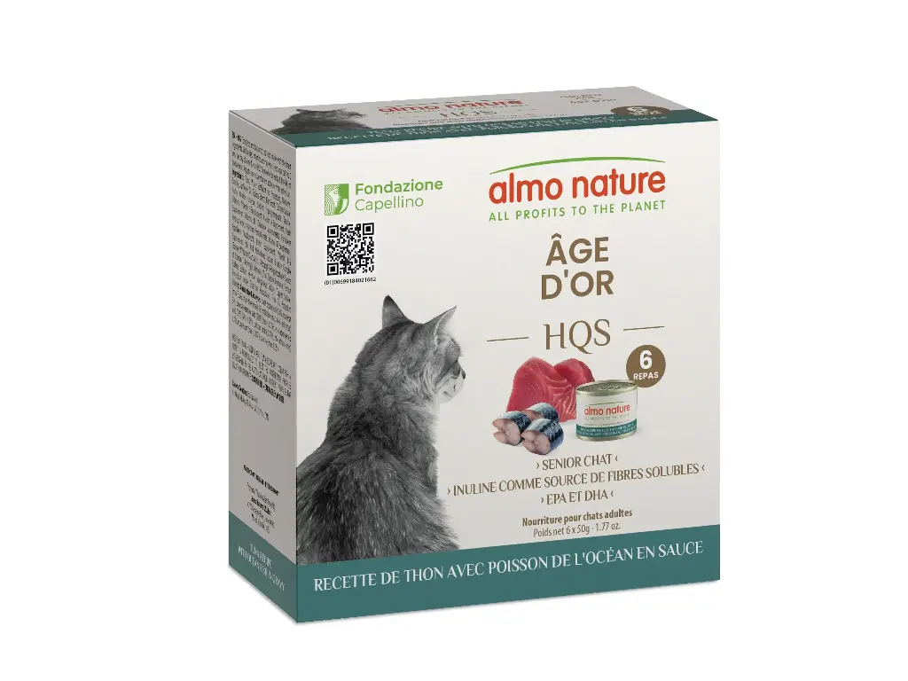 Almo Nature HQS Formule Chat Âge d'Or Recette De Thon Avec Poisson de L'Océan en Sauce 6x50g