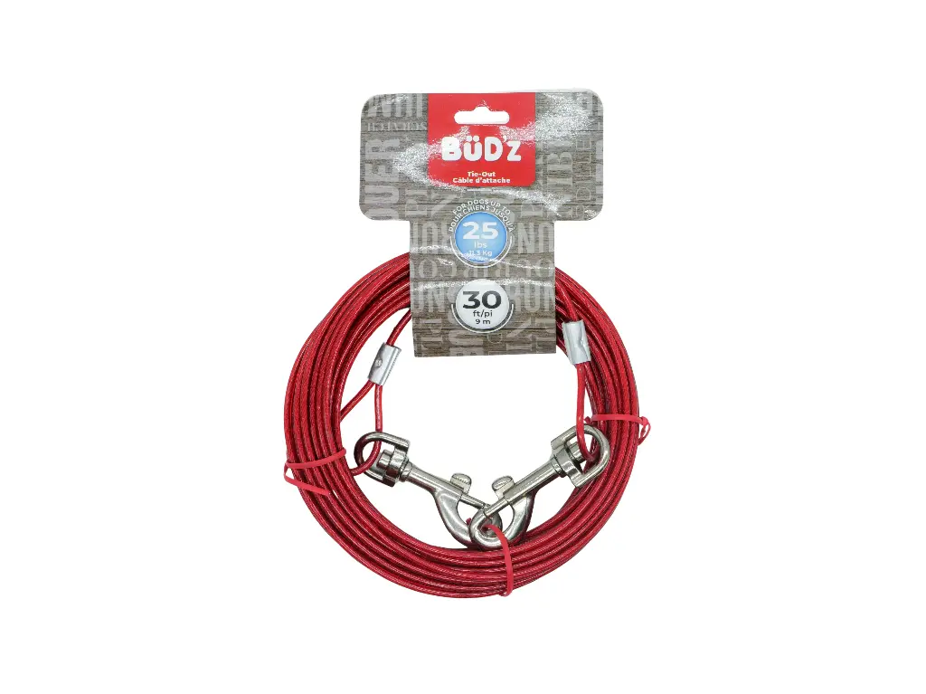 Bud'z Câble D'attache 30' / 9m (pour Chiens Jusqu'à 25lbs)
