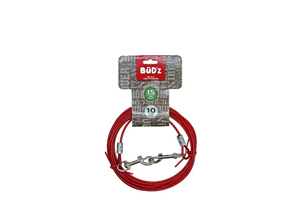 Bud'z Câble D'attache 10' / 3m (pour Chiens Jusqu'à 15lbs)