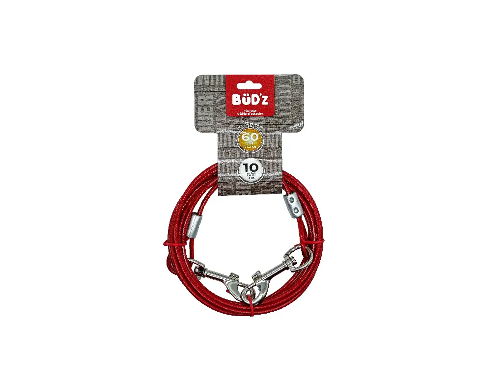 Bud'z Câble D'attache 10' / 3m (pour Chiens Jusqu'à 60lbs)