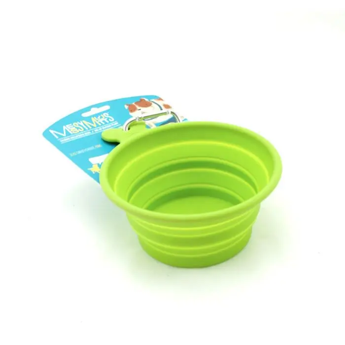 Messy Mutts Tazón de silicona retráctil grande, 3 tazas, verde