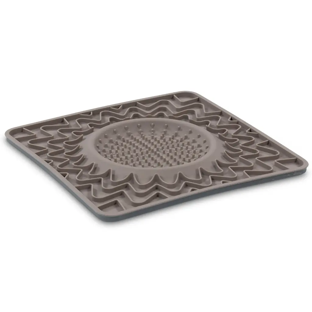 Messy Mutts Tapis D'alimentation En Silicone Avec Cadre Et Bol Intégré 10" par 10" Gris