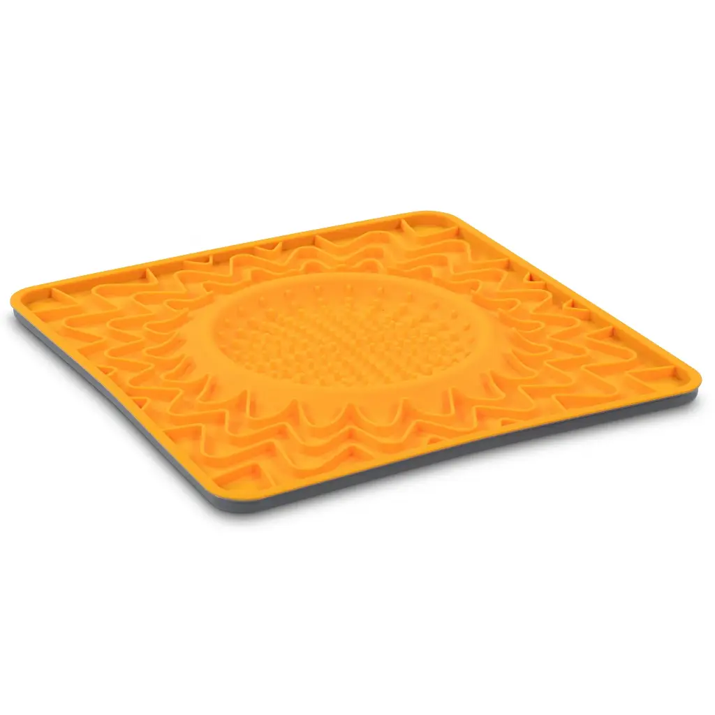 Messy Mutts Tapis D'alimentation En Silicone Avec Cadre Et Bol Intégré 10" par 10" Orange