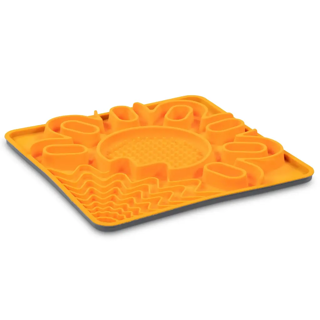 Messy Mutts Tapis D'alimentation En Silicone Multi-surfaces Avec Cadre 10" Par 10" Orange