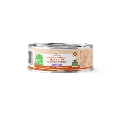Open Farm Pâté au Poulet et Boeuf Nourri à l'Herbe pour Chat 150g
