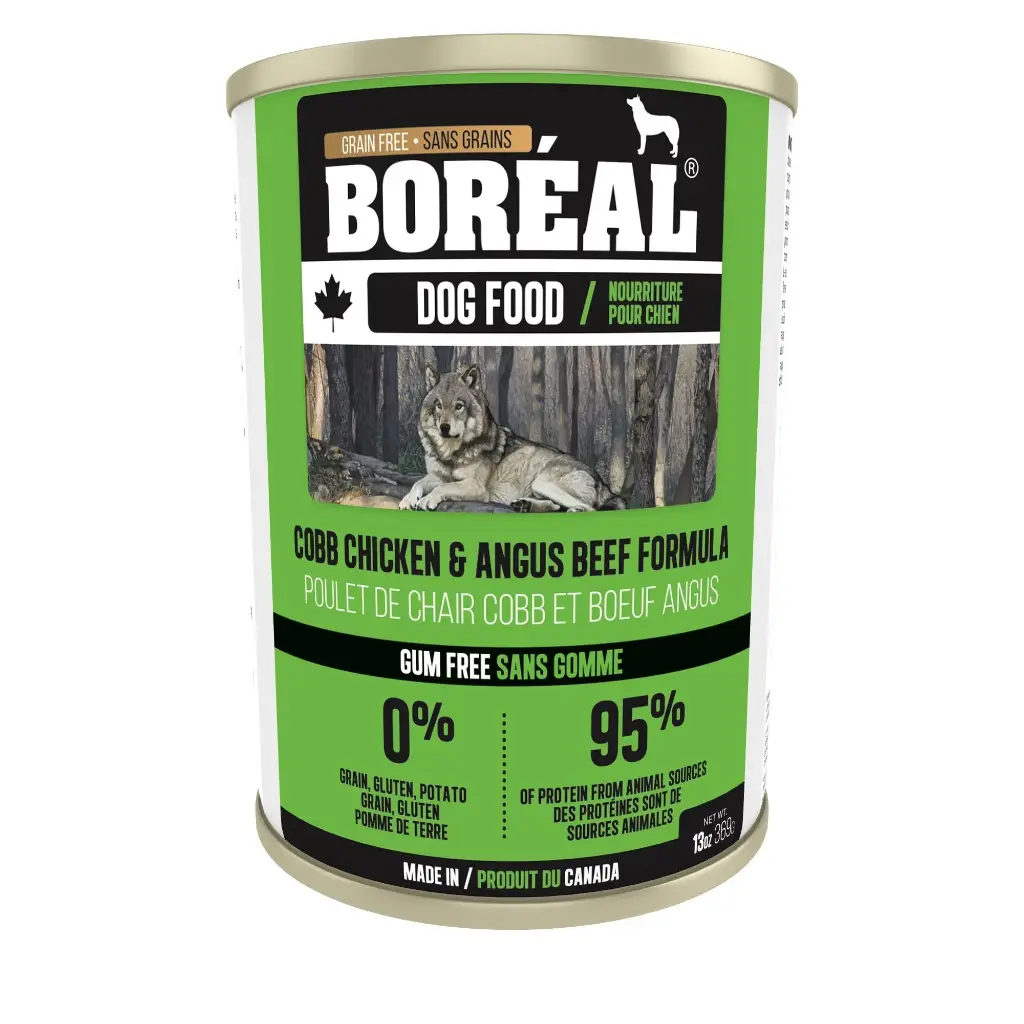 Boréal Alimento Enlatado para Perros, Pollo Cobb y Carne Angus 369g