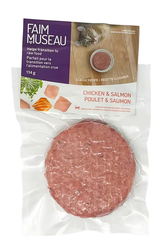 Faim Museau Chat Médaillon Individuel Poulet et Saumon 114g