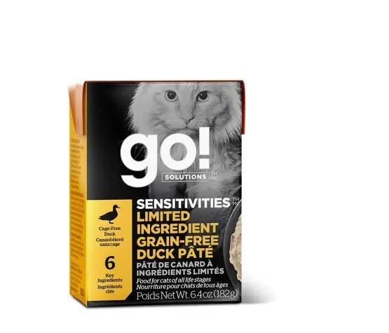 Petcurean Go! Chat Tetra Pak Sensitivities LID Sans Grains Pâté de Canard 182g