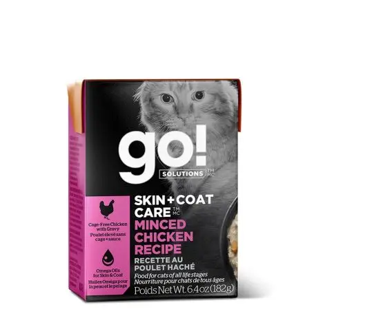 Petcurean Go! Chat Tetra Pak Peau + Poils Poulet Haché 182g