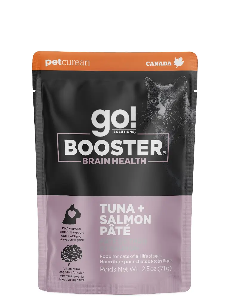 Petcurean Go! Booster Pour Chat Santé Cérébrale  Pâté de Thon + Saumon 71g
