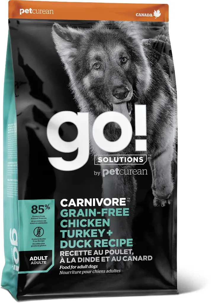 Petcurean Go! Carnivore Sans Grains Pour Chien Poulet, Dinde + Canard 12lbs / 5.44kg