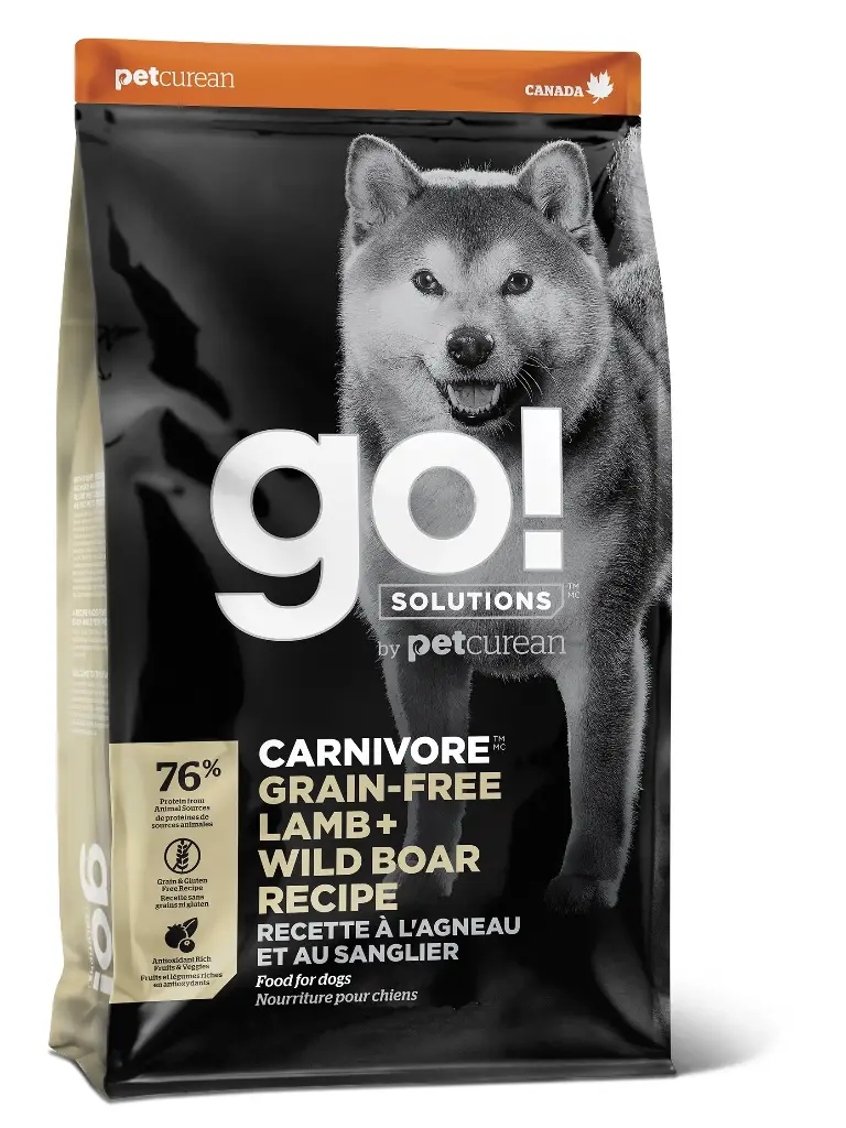 Petcurean Go! Carnivore Sans Grains Pour Chien Agneau + Sanglier 12lbs / 5.44kg