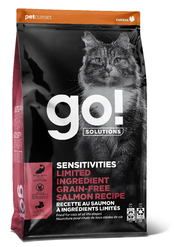 Petcurean Go! Sensitivities LID Sans Grains Pour Chat Saumon 12lbs / 5.44kg