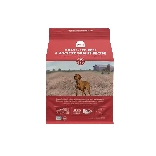 Open Farm Grains Anciens Chien Boeuf Nourri à l’Herbe 4lbs / 1.8kg