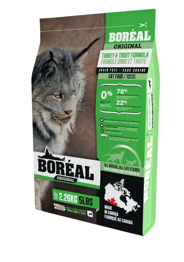 Boréal Original, Nourriture Pour Chat - Sans Grains, Dinde Et Truite 5lbs / 2,26kg
