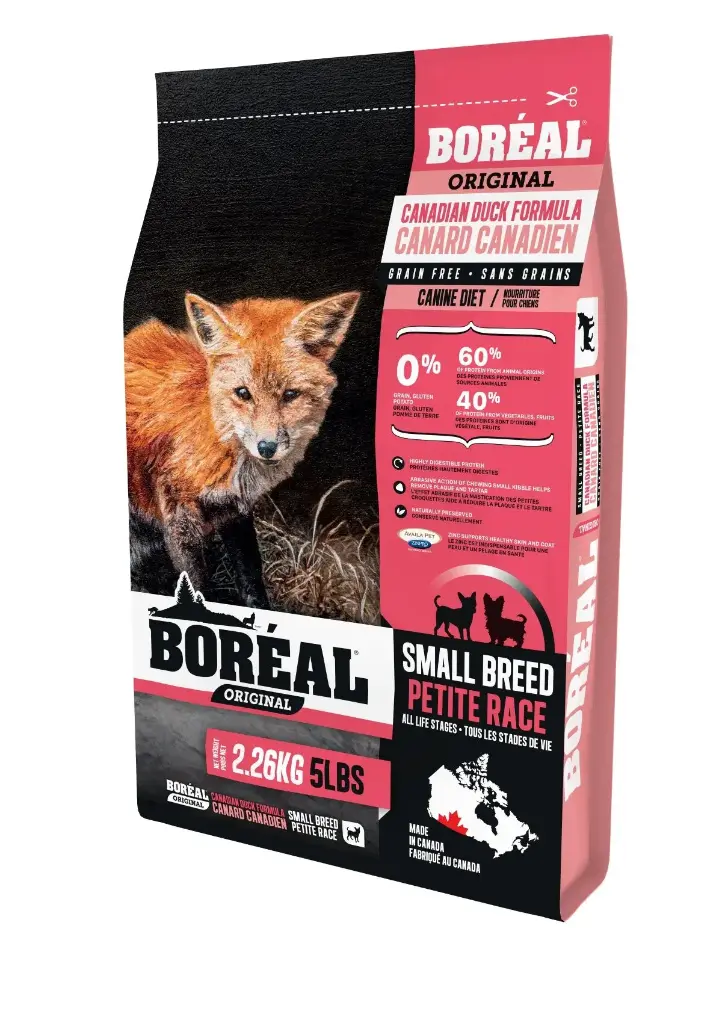 Boréal Original, alimento para perros de raza pequeña, sin cereales, pato, 5 libras/2,26 kg
