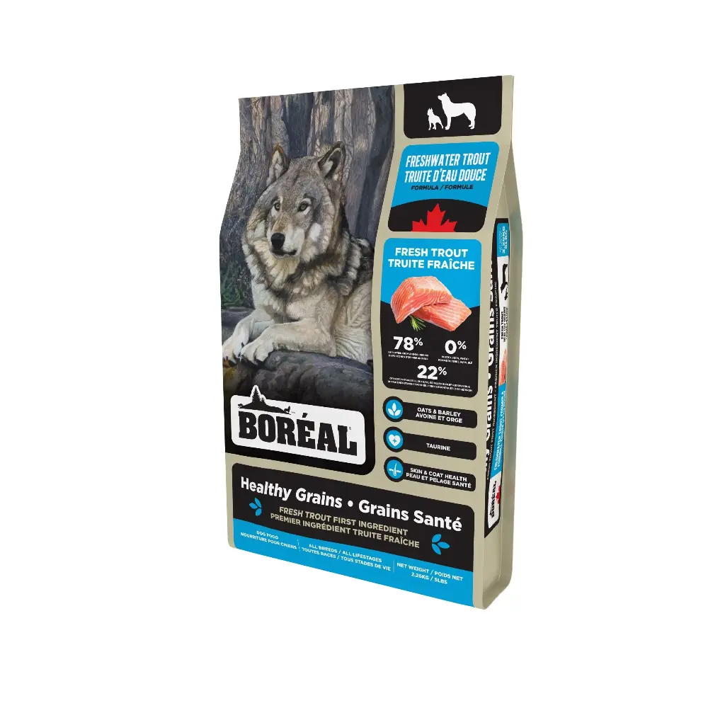 Boréal Grains Santé, alimento para perros - Trucha de agua dulce 5 lbs / 2,26 kg