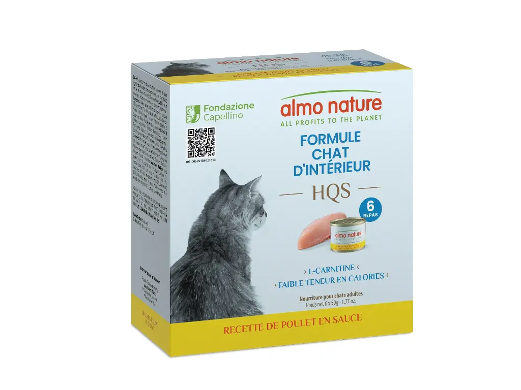Almo Nature HQS Formule Chat D'Intérieur Recette De Poulet en Sauce 6x50g
