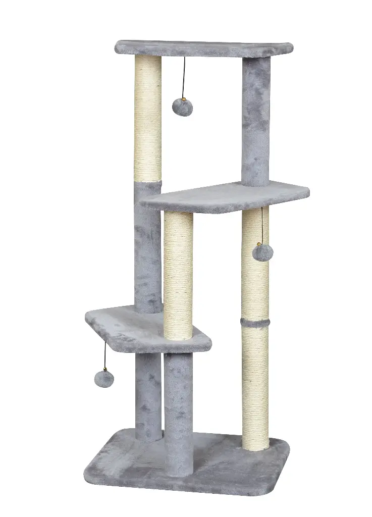 Bud'z Arbre à Chat 3 Niveaux Avec Balles Suspendues Gris 50 x 40 x 111cm