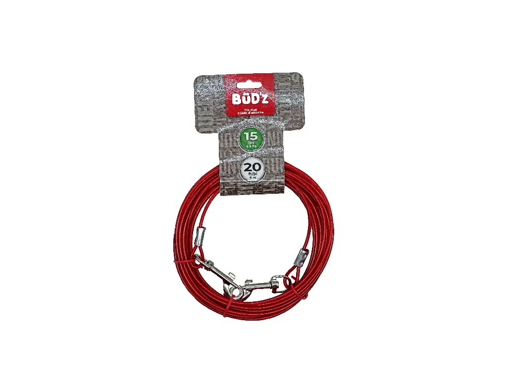 Bud'z Câble D'attache 20' / 6m (pour Chiens Jusqu'à 15lbs)