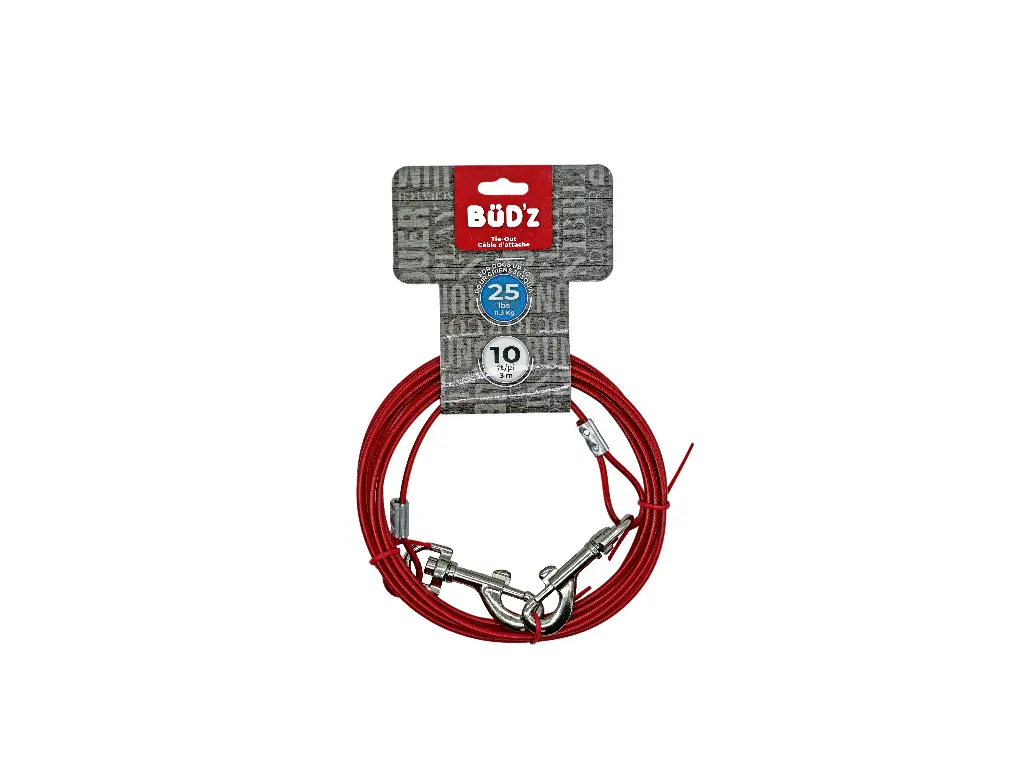 Bud'z Câble D'attache 10' / 3m (pour Chiens Jusqu'à 25lbs)