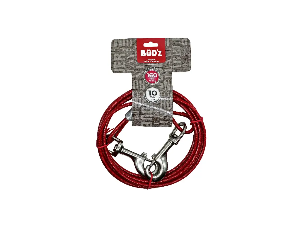 Bud'z Câble D'attache 10' / 3m (pour Chiens Jusqu'à 160lbs)