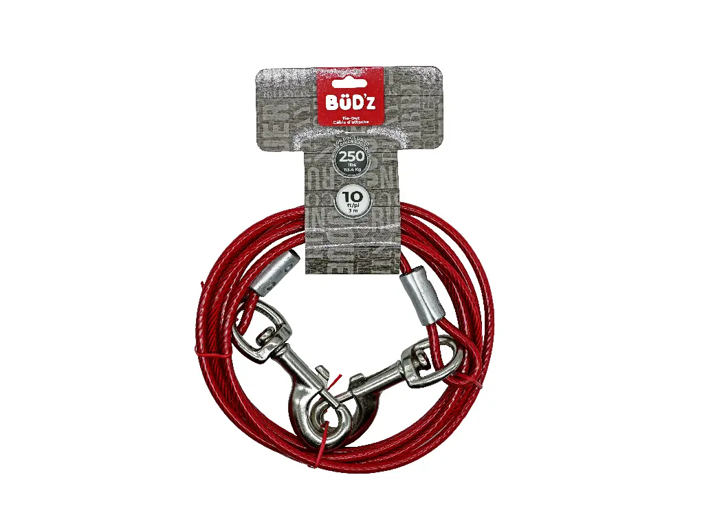 Cable Bud'z Tether de 10'/3m (para perros de hasta 250 libras)