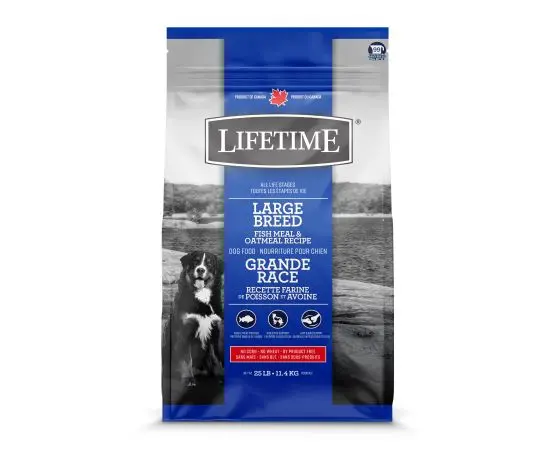 Trouw Nutrition Lifetime Chien Grande Race Poisson et Avoine 25lbs / 11.4kg