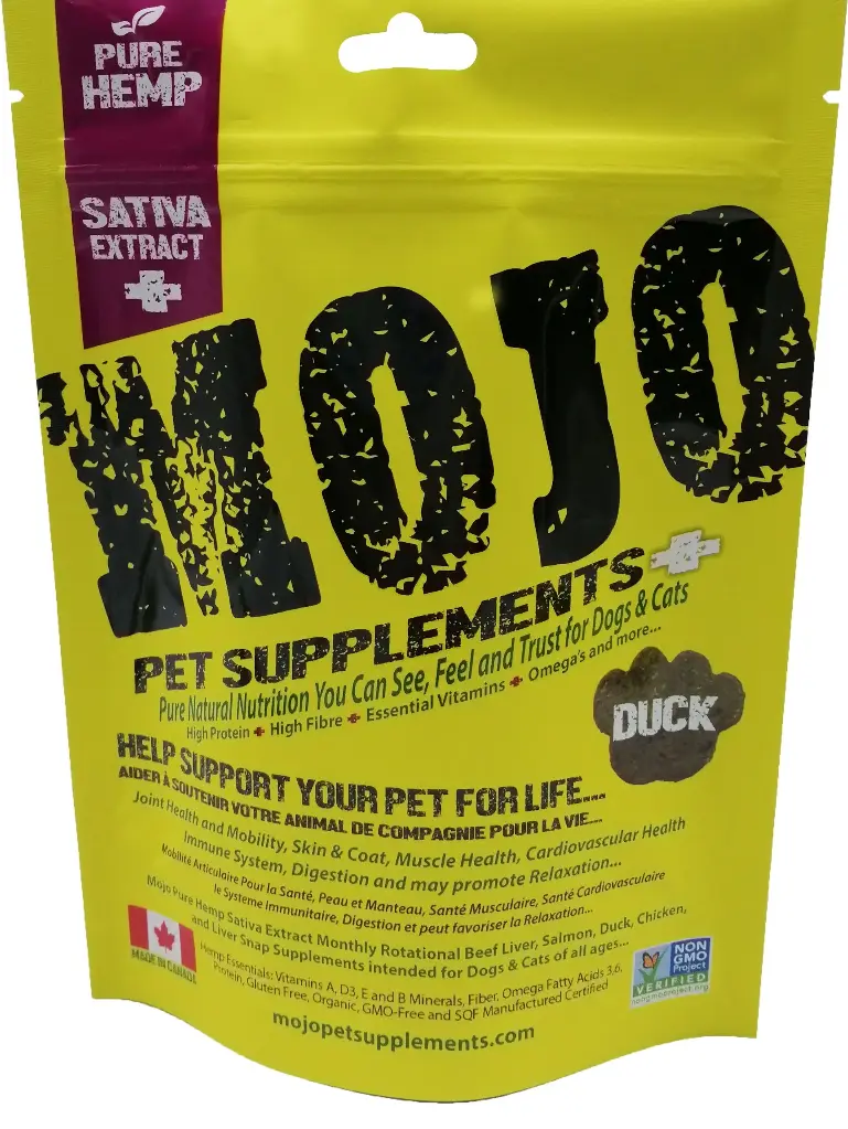 Mojo Suppléments Pour Chiens et Chats à Base De Chanvre, Saveur De Canard 116g