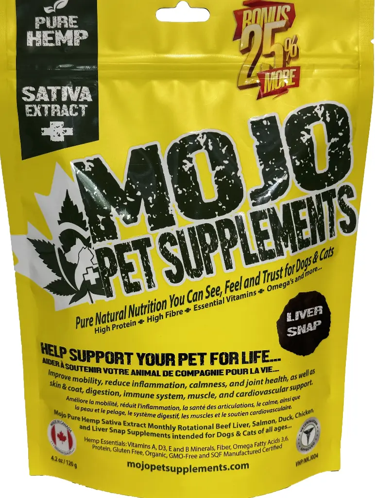 Mojo Suppléments Pour Chiens Et Chats à Base De Chanvre, Saveur De Foie 120g