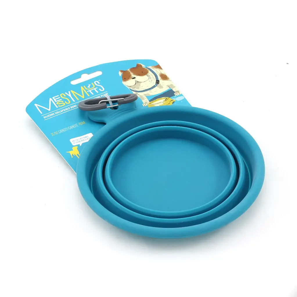 Messy Mutts Petit Bol En Silicone Rétractable, 1,75 Tasses - Bleu