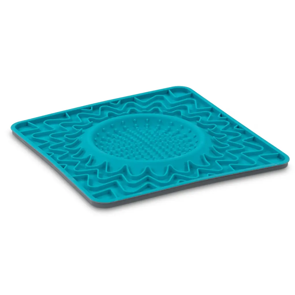 Messy Mutts Tapis D'alimentation En Silicone Avec Cadre Et Bol Intégré 10" par 10" Bleu