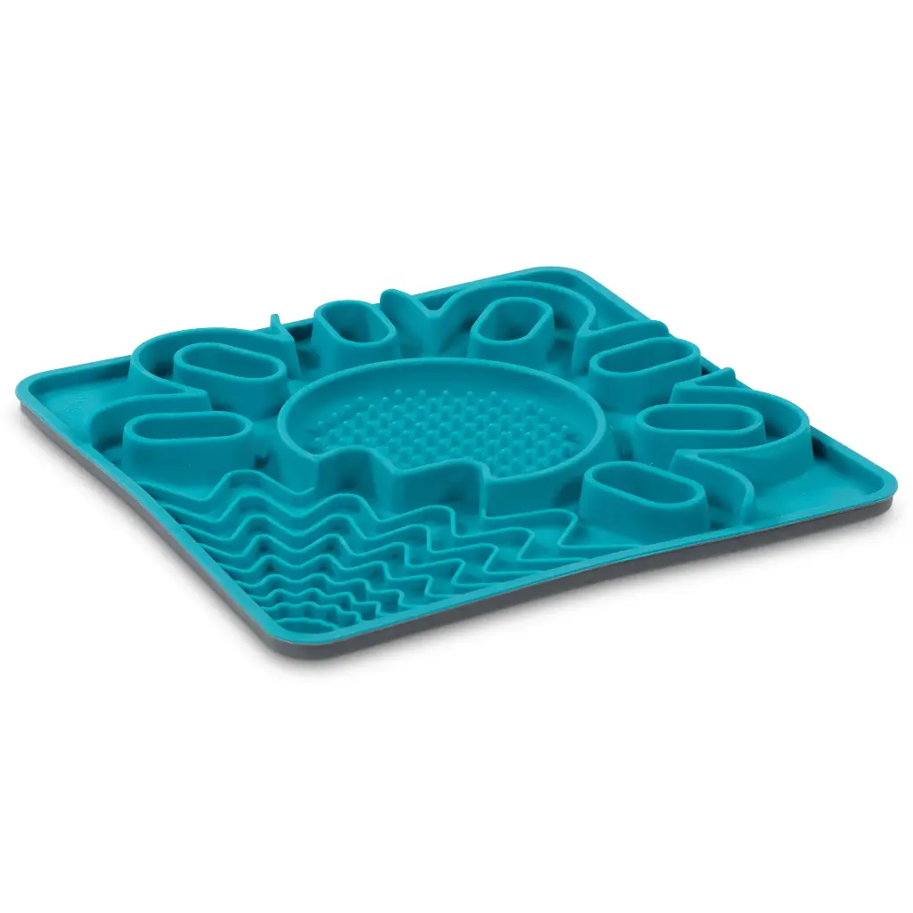 Messy Mutts Tapis D'alimentation En Silicone Multi-surfaces Avec Cadre 10" Par 10" Bleu