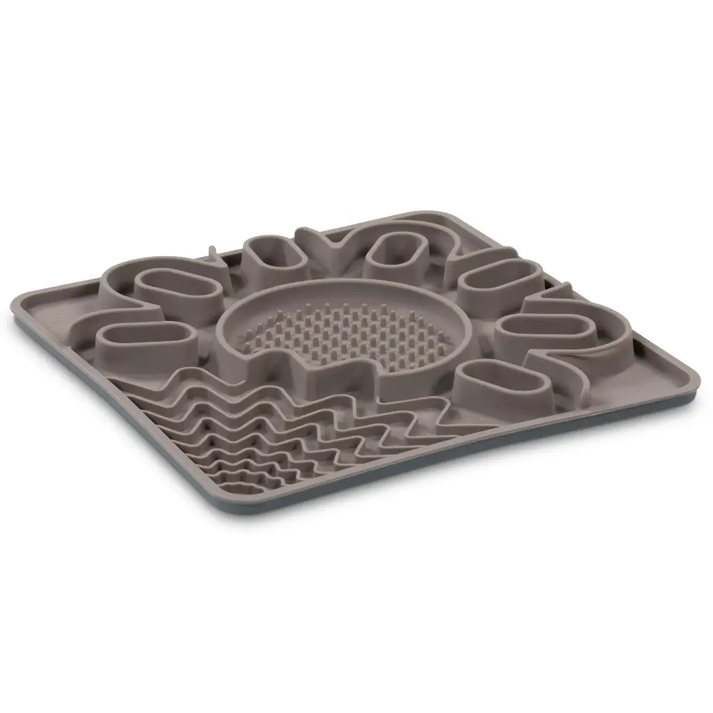 Messy Mutts Tapis D'alimentation En Silicone Multi-surfaces Avec Cadre 10" Par 10" Gris