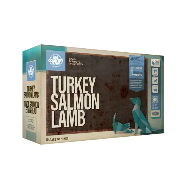 Big Country Raw Mélange Dinde Saumon Agneau 4lbs / 1.8kg