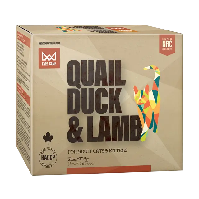 Big Country Raw Fare Game Caille, Canard et Agneau 2lbs / 908g