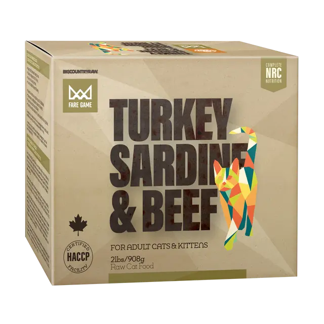 Big Country Raw Fare Game Dinde, Sardine et Boeuf 2lbs / 908g