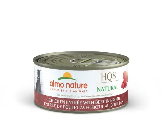 Almo Nature HQS Natural Chien Entrée de Poulet avec Boeuf au Bouillon 156g