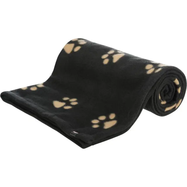 Trixie Couverture Barney 150x100cm Noire avec motif de Pattes Beiges