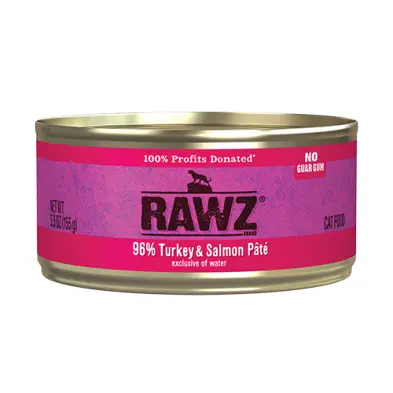 Rawz 96% Pâté de Dinde Et Saumon pour Chat 155g