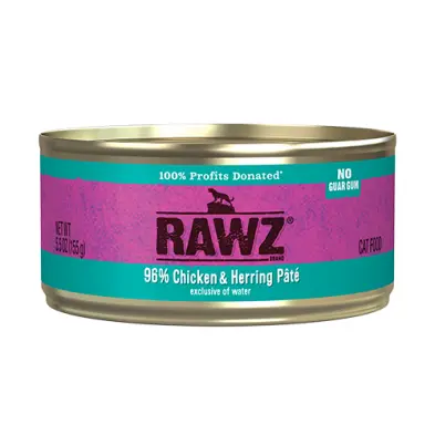 Rawz 96% Pâté au Poulet & Hareng pour Chat 155g