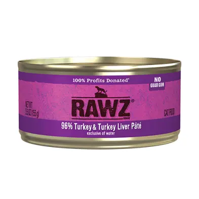 Rawz 96% Pâté à la Dinde et Foie De Dinde pour Chat 155g
